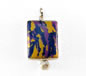 Navy and Purple Calsilica Rectangle Sterling Silver Pendant
